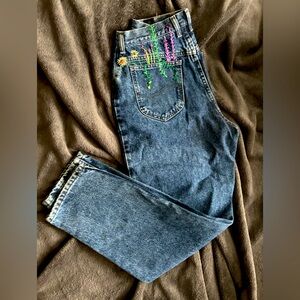 Vintage Lee Flower Garden Embroidered Pocket Mom Jeans Size 8
